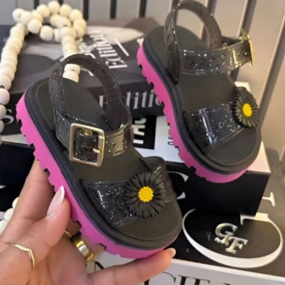 Sandália Papete Menina Bebe Flor Baby Infantil Feminina Confortavel Lançamento