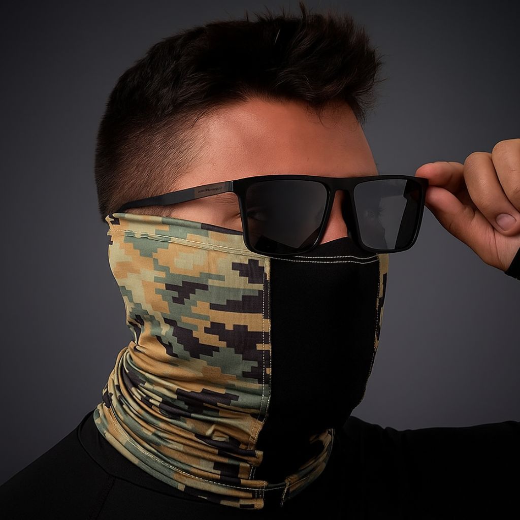 Buff Bandana Pesca Bike Camuflada Marpat Respirável Proteção Solar UV50 Multifuncional