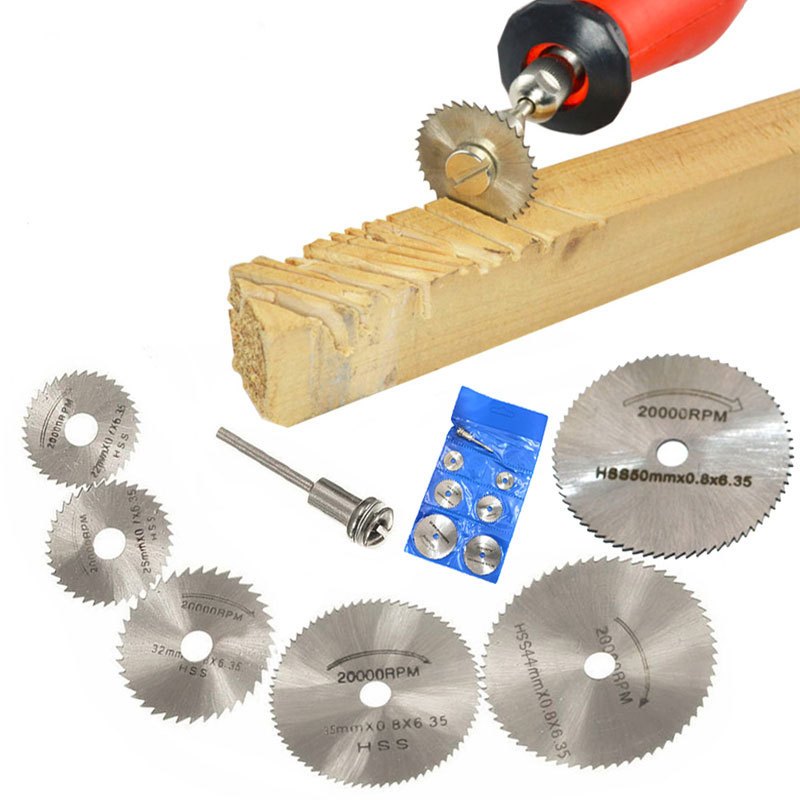 Kit Jogo 7 Peças Mini Disco Serra Circular Micro Retifica Dremel