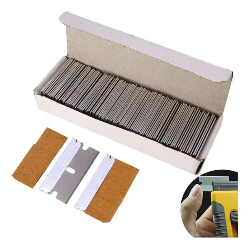 kit 100 lâminas aço carbono para raspador Ratinho Insulfilm película adesivo