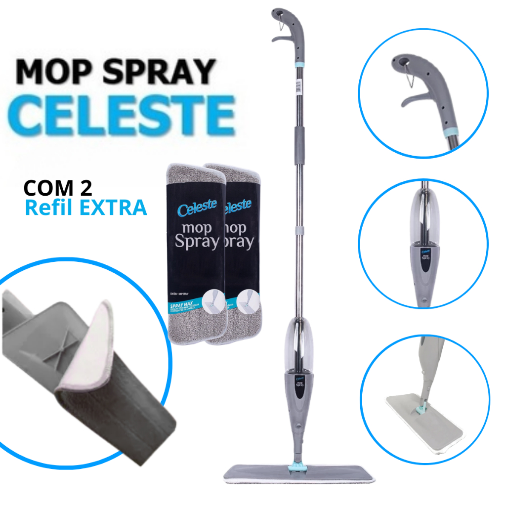Mop Spray Magico Com Reservatorio Rodo De Limpeza Microfibra refil +2 REFIL GRATIS (3 REFIL)