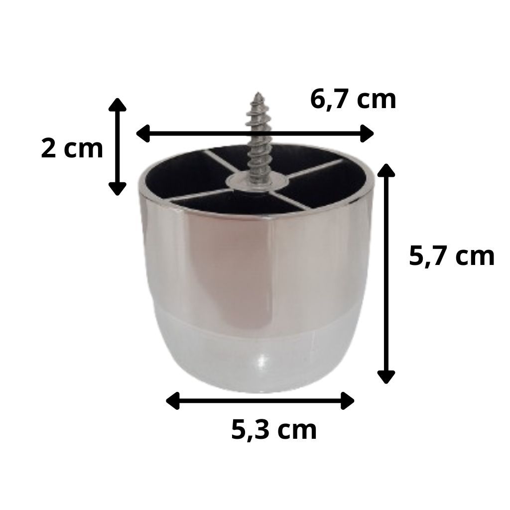 Pés Para Sofá e Poltrona e Moveis de Madeira 5,7cm de altura Metalizado Kit 6 Unidades