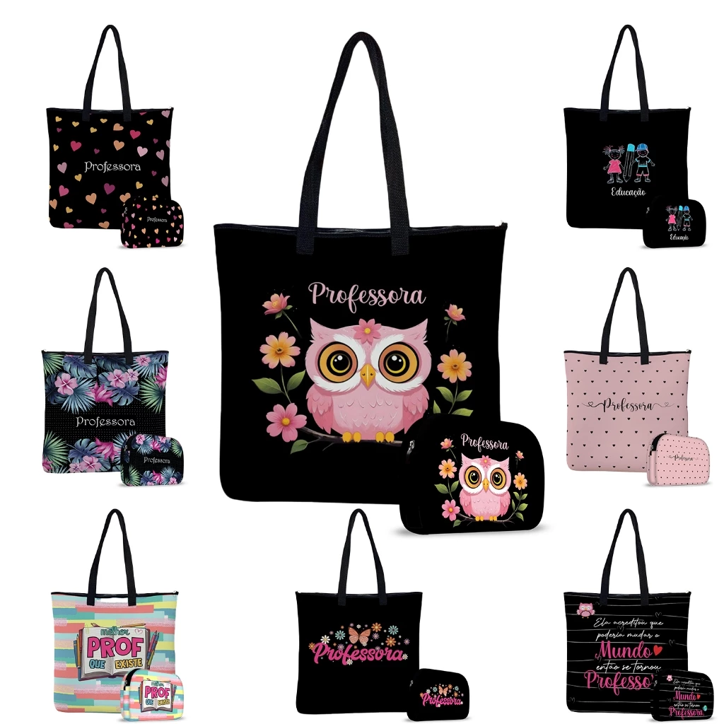 Kit Bolsa Tiracolo Feminina com Necessaire Neoprene Bolsinha Acessórios Presente Professora Mulher Profissões ISOPRENE — imagem 1