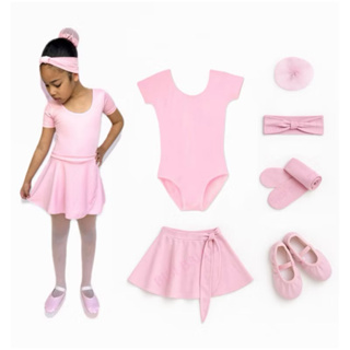 Kit Ballet Infantil e Juvenil - 6 itens/ uniforme para dança completo - (Saia Transpassada e Collant com manga) - ROSA em Oferta na Shopee