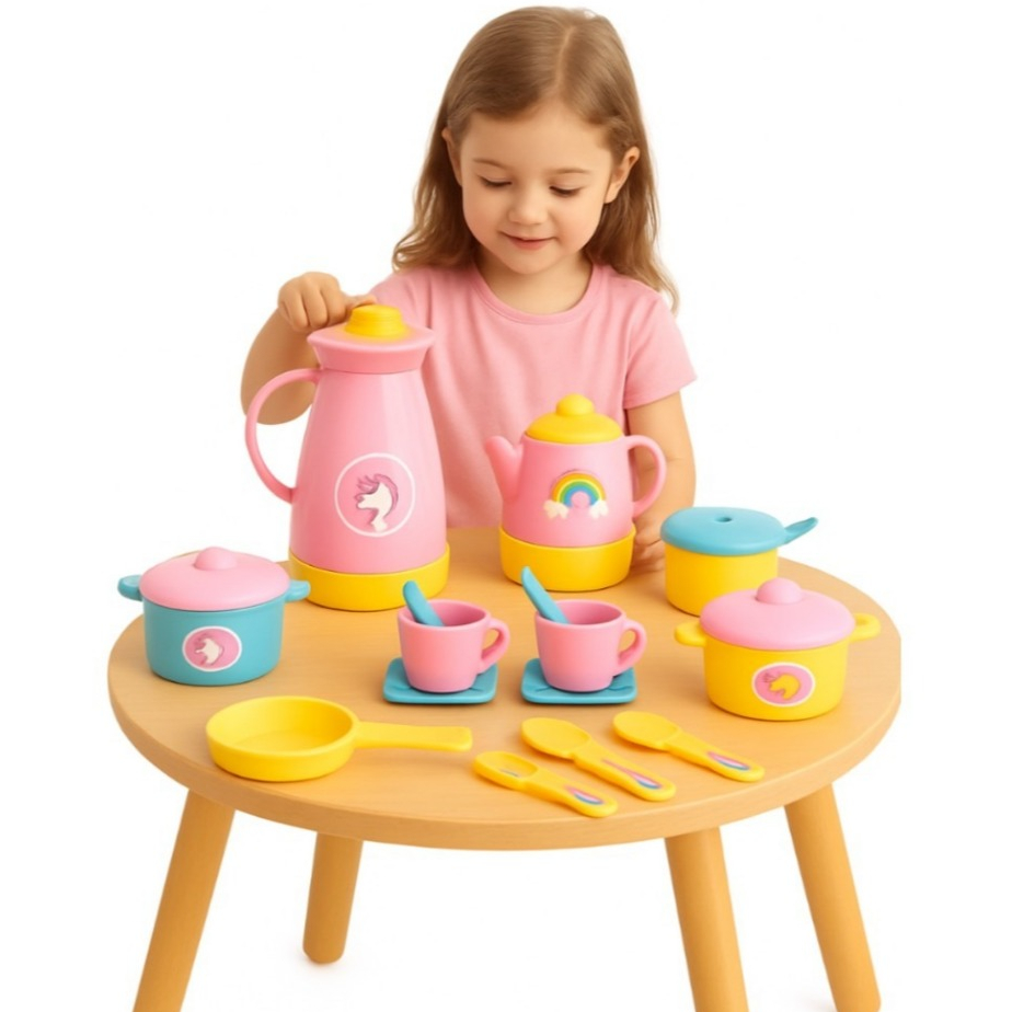 Jogo De Chá Panelinhas Infantil Brinquedo Xícara Unicornio - Envio Imediato -