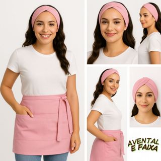Avental de Cintura e Faixa de Cabelo Chef Confeitaria e Cozinha em Oferta na Shopee