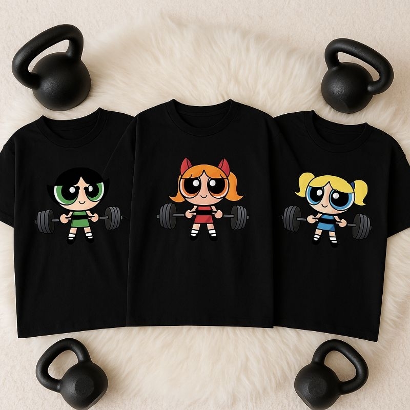 Kit 3 Camiseta Feminina Algodão Premium – Meninas Super poderosas Fitness treino academia Básica casual e de verão