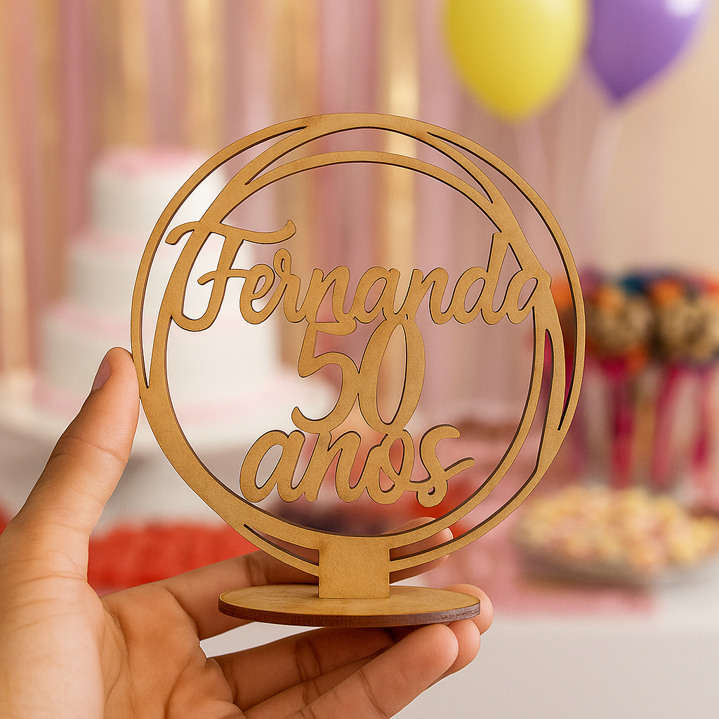 50 anos Cenário 20cm Redondo MDF 60 70 80 15 anos Centro de Mesa Decoração