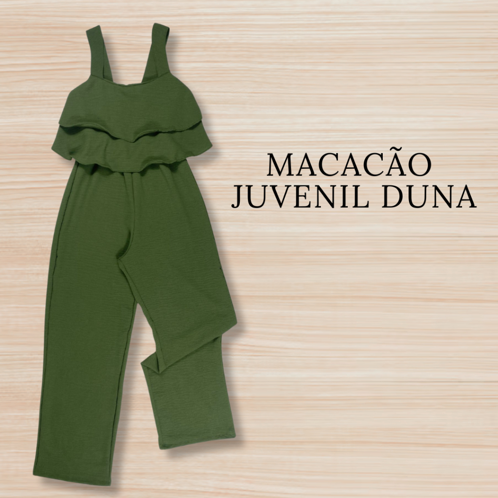Macacão Infantil Juvenil Feminino Com Babados, Elástico na Cintura em Tecido Duna Primavera Verão em Oferta na Shopee