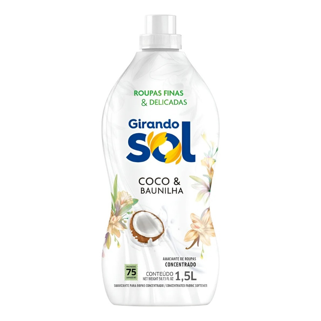 Amaciante Concentrado Coco & Baunilha Girando Sol 1,5l em Oferta na Shopee