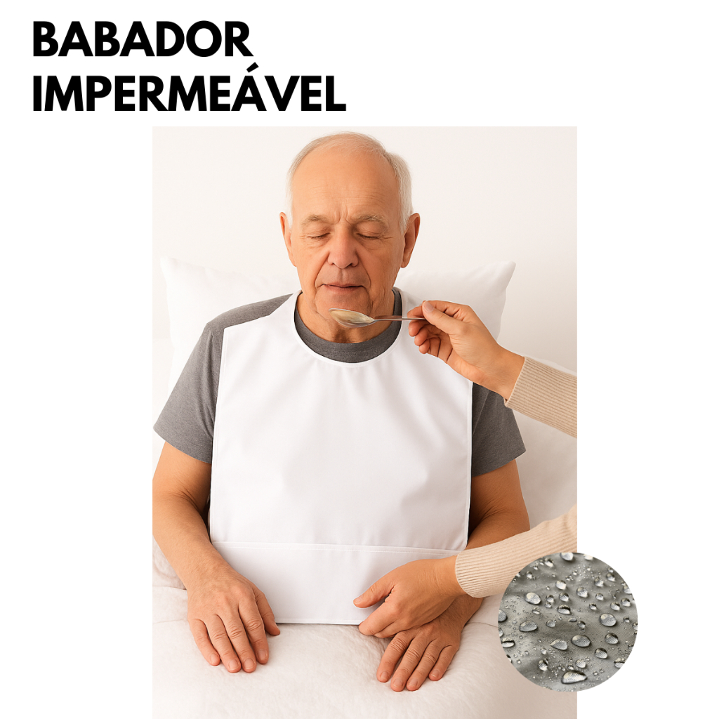 Kit 2 Babadores Proteção Alimentar Nhc Cuidados Idosos Adultos Impermeável Pretege