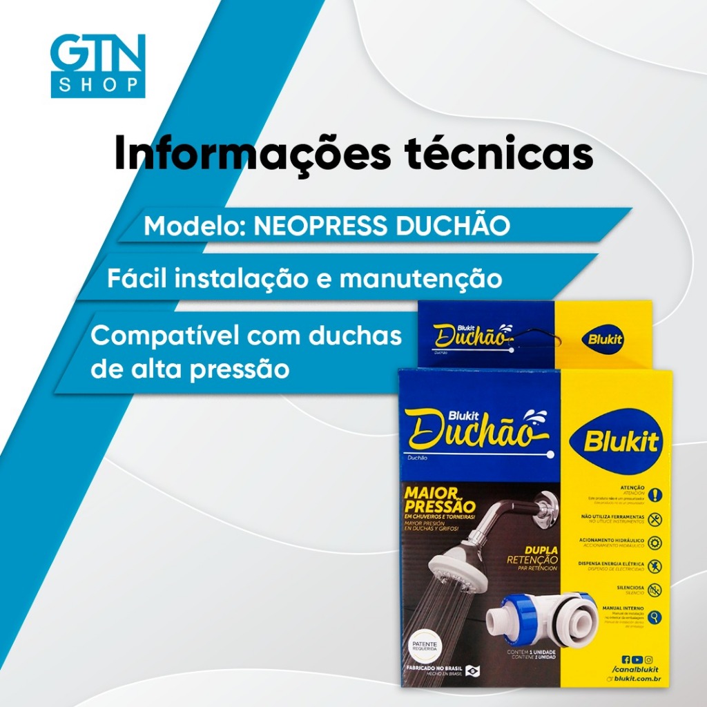 Detalhes do Válvula Transferidora de Pressão Blukit NEOPRESS DUCHÃO Para Caixa D’Água