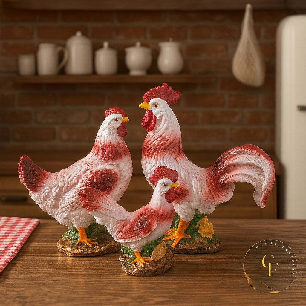 Kit Galinha Galo De Gesso Decoracao Enfeite Casa Cozinha Casa Cozinha Rustico Sitio Chacara Churrasco em Oferta na Shopee