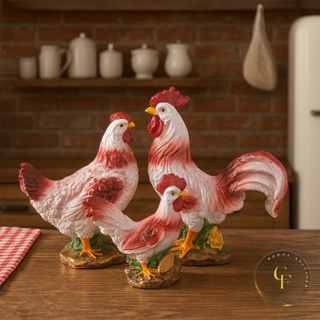 Kit Galinha Galo De Gesso Decoracao Enfeite Casa Cozinha Casa Cozinha Rustico Sitio Chacara Churrasco em Oferta na Shopee