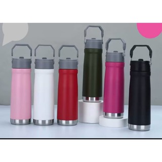 Garrafa Térmica Inox 304 650ml Flip Straw com Canudo, Alça e Tampa Antivazamento Bebida Quente/Fria em Oferta na Shopee