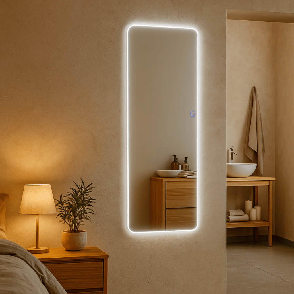 Espelho Retangular Com LED Corpo Inteiro 150x40 Quente Frio Branco Quarto Sala Decoração Pinterest em Oferta na Shopee