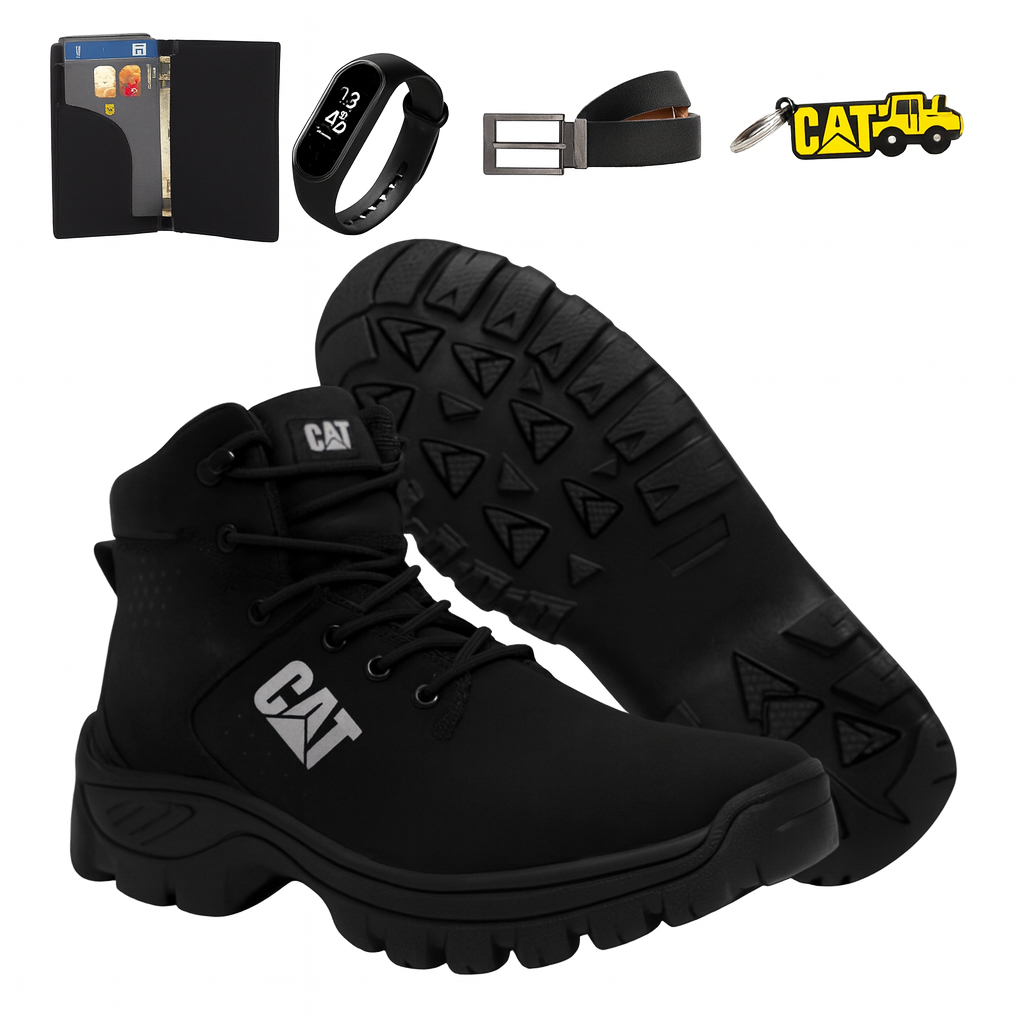 Bota Masculina Em Couro  Reforçada E Impermeável em Oferta na Shopee