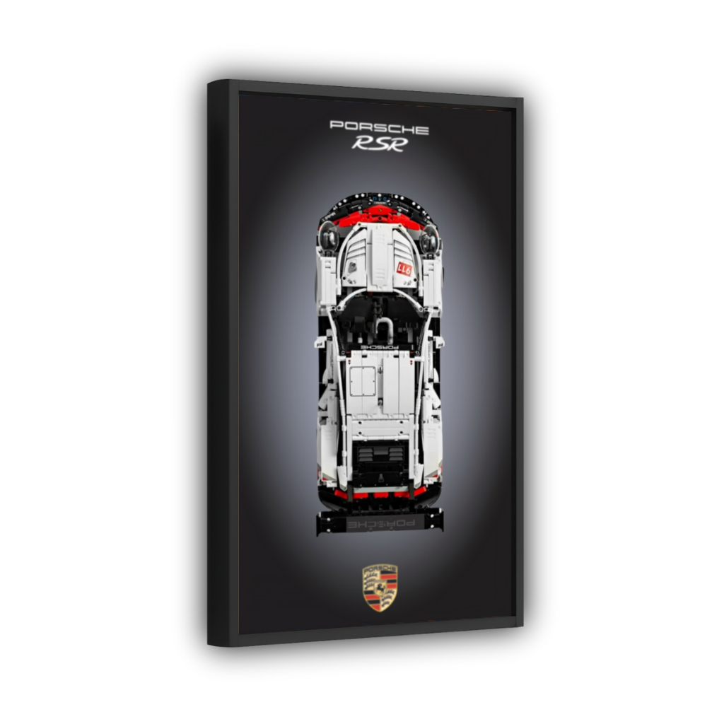 Quadro Moldura Expositor p/ Carro Technic Porsche 911 - Adesivo Colado em MDF de 6mm