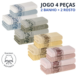Jogo de Toalhas Karsten 100% Algodão 4 Pçs Macia Felpuda Soft Max Alta Absorção Anis Liana em Oferta na Shopee