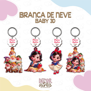 Branca de Neve Baby 3D - Chaveiro Personalizado MDF brilhoso Lembrancinha infantil em Oferta na Shopee