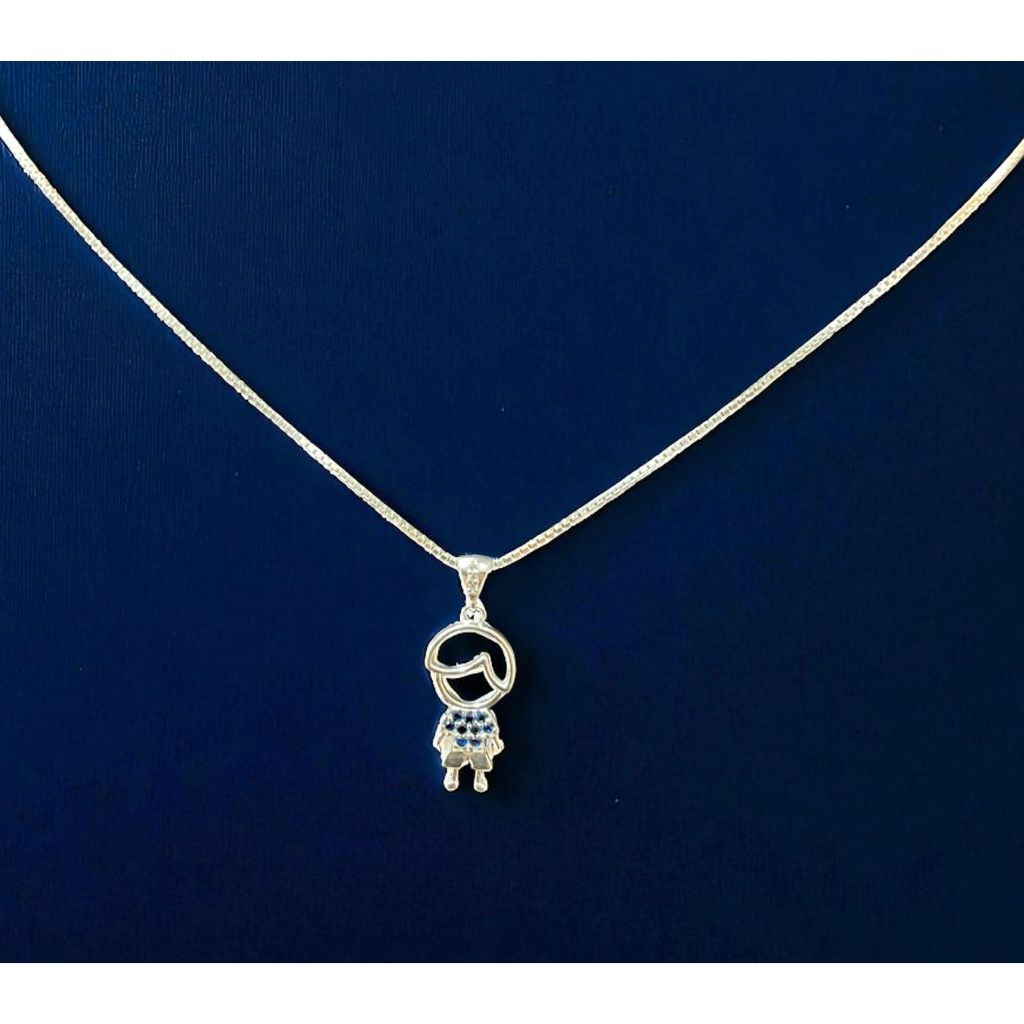 Pingente Menino em Prata 925 com Zircônias azuis Pingente Menino