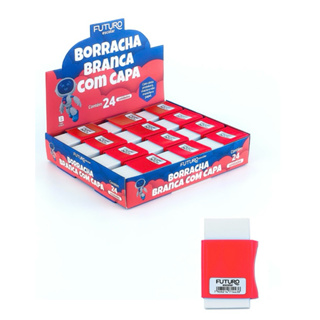 KIT 3/12/24 Borracha Branca Escolar com Capa Protetora | Borracha Macia, Atóxica e Não Mancha Papel FUTURO / MASTERPRINT em Oferta na Shopee