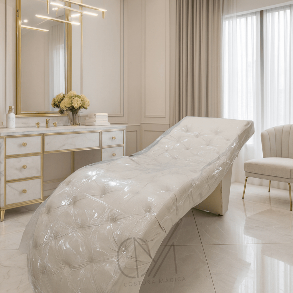 Capa Para Maca Capitone 1,80 mt x 60/70/80 Luxo Impermeável Pvc Cristal Transparente