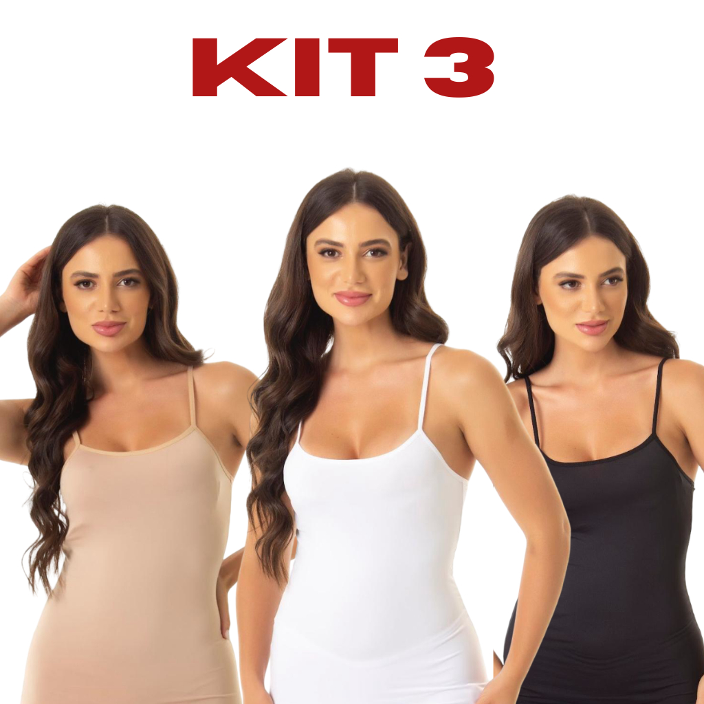 Kit 3 Blusa Regata Básica Feminina Segunda Pele Microfibra Modeladora Anágua Alcinha Regatinha em Oferta na Shopee