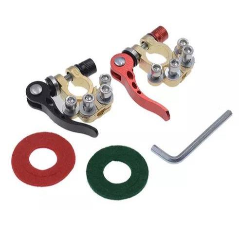 Par Terminais de Bateria Automotiva Universal 12V/24V – Engate Rápido + Feltros