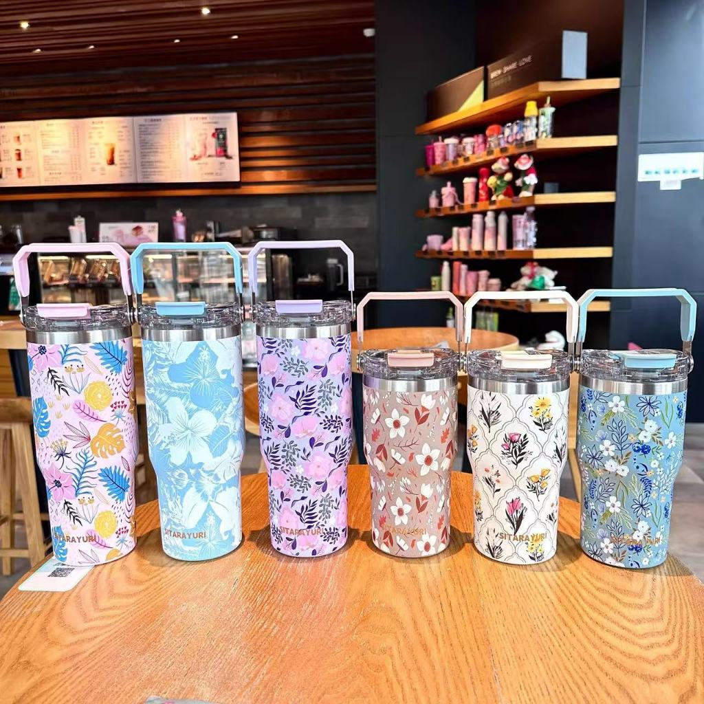 Garrafa Copo Térmica Estampada 600 ML/900 MLDecorada Com Alça e Canudo f003