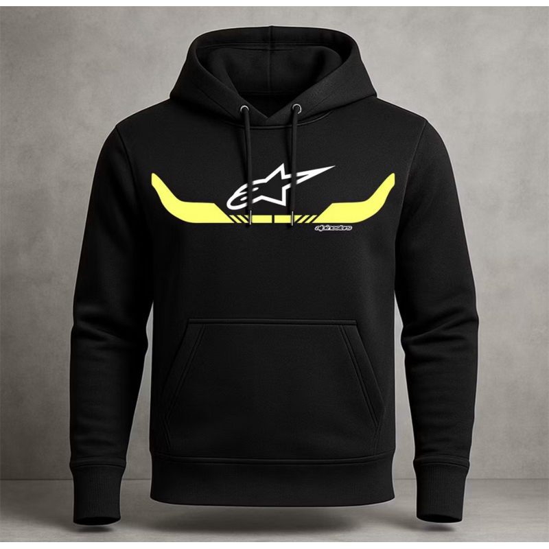 Moletom AlphinestarGrau e Corte Motoqueiro Casaco Blusa Unissex Grosso Flanelado Quente Inverno