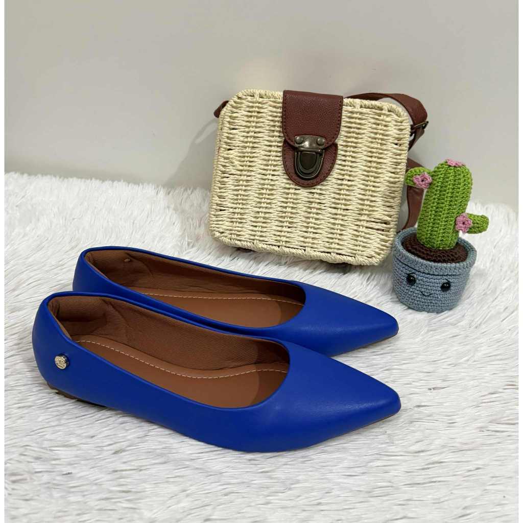 Sapatilha Feminina Bico Alongada Azul Bic Confort