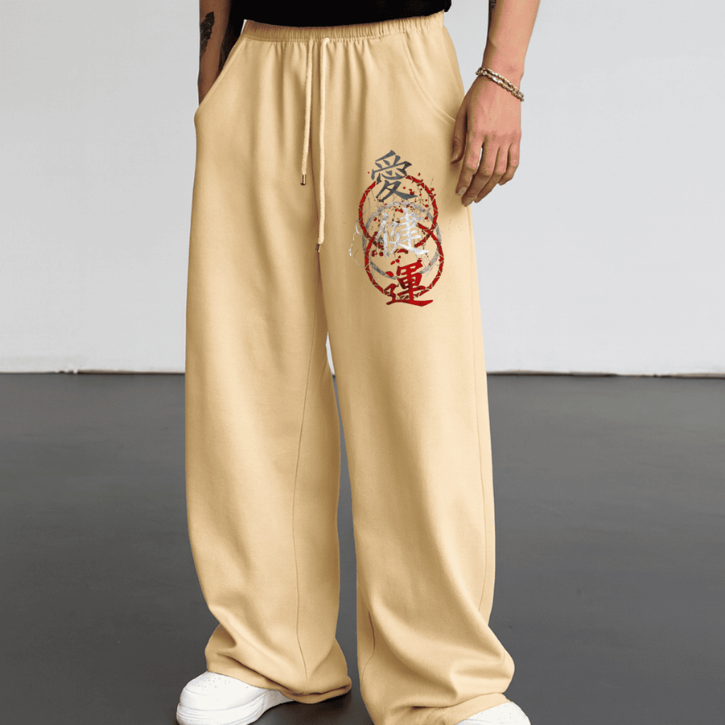 Moletom Calça Larga Urban Style Wide Leg Flanelada Premium Tendência Hip Hop Modelo Kanjis