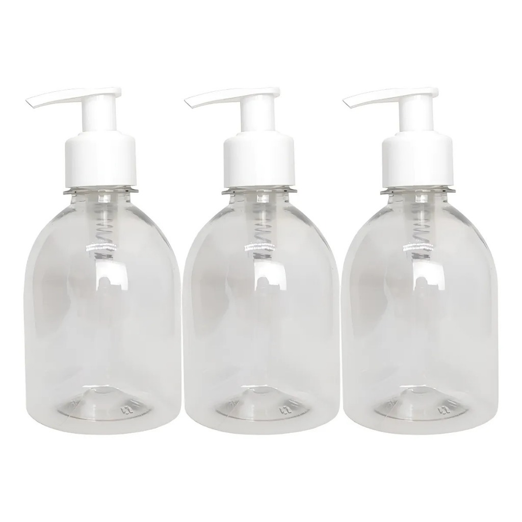 5 Frascos Pet Porta Sabonete 250ml com Válvula Pump Saboneteira