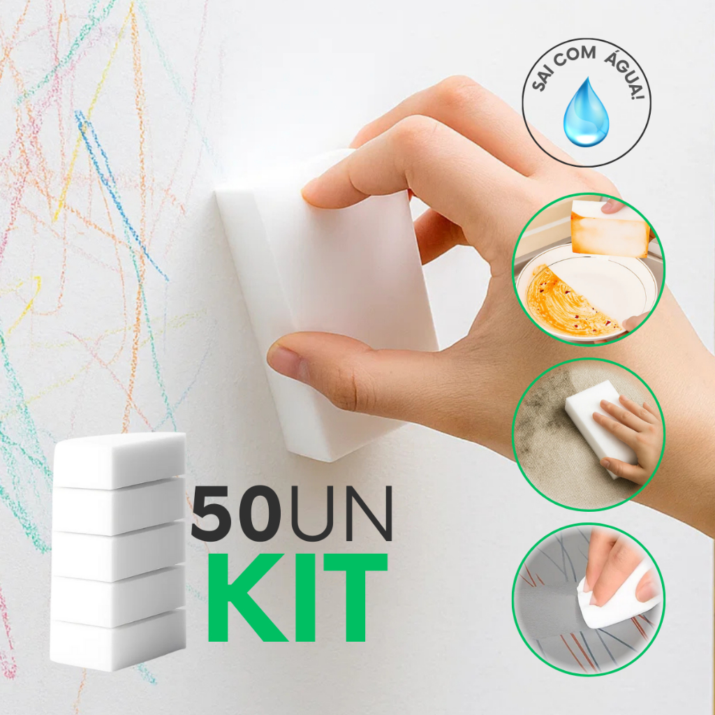 Esponjas Mágica Melamina Multiuso Tira Manchas Limpa Tênis 50un