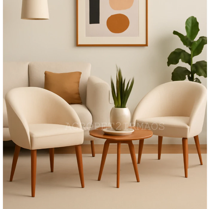 Kit 2 Cadeiras Decorativas Poltrona Lua para Sala