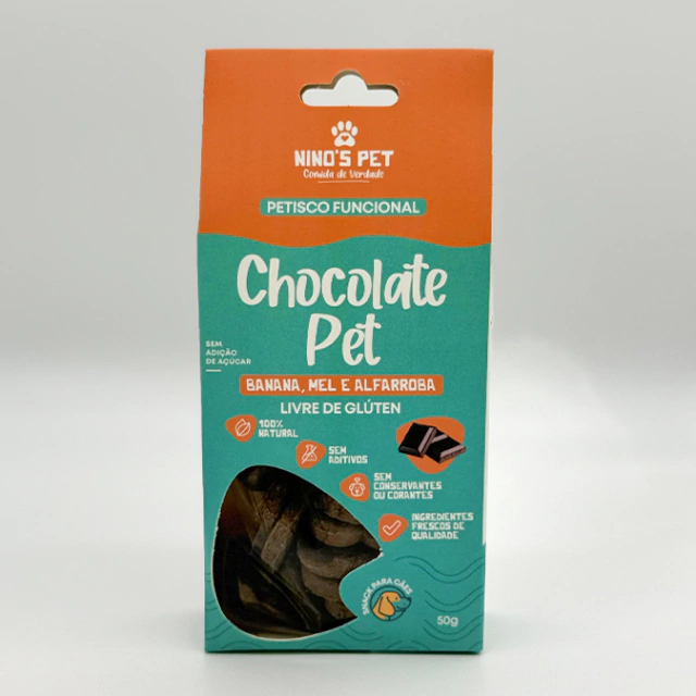 PETISCO FUNCIONAL CHOCOLATE PET NINO'S PET 50G PARA CÃES