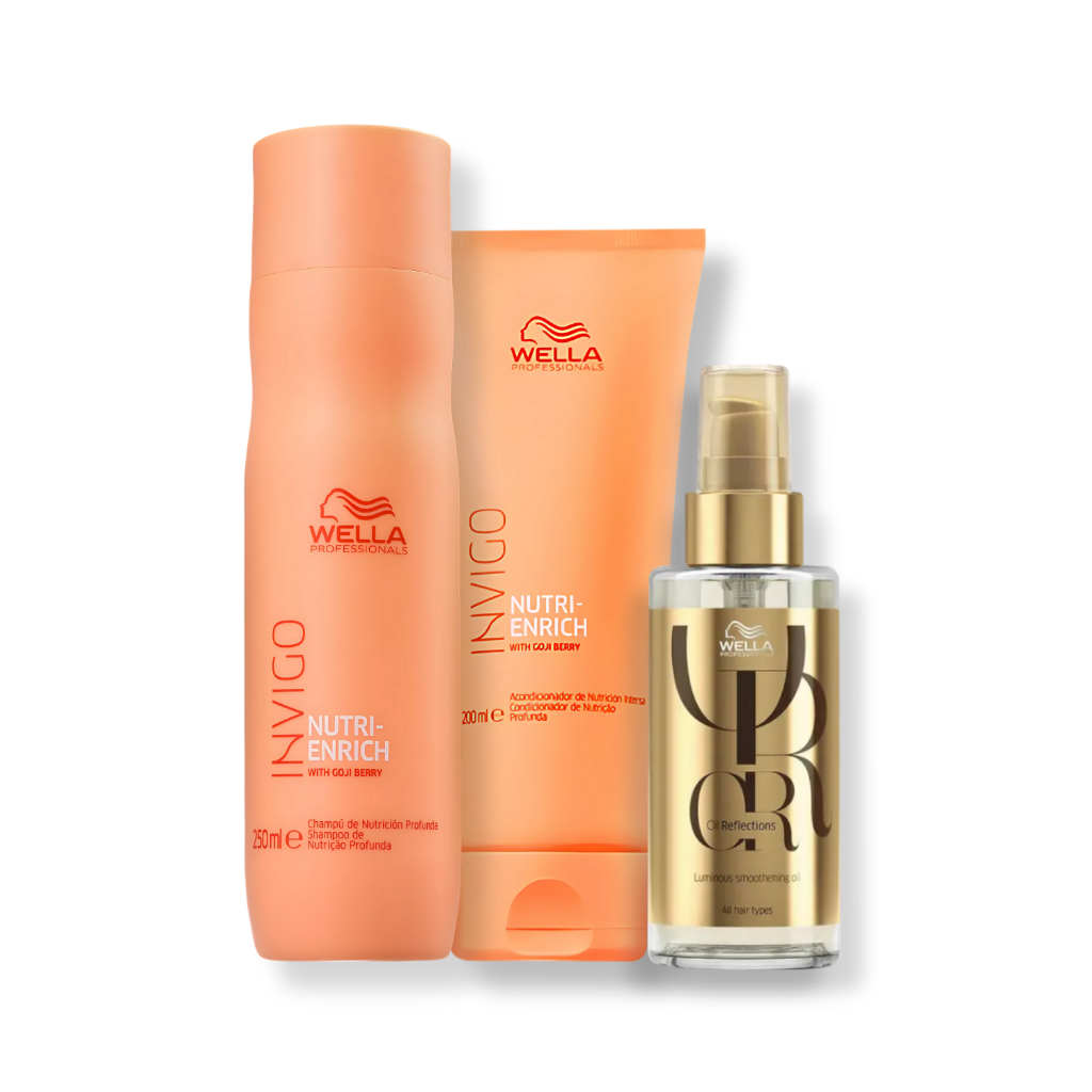 Kit Wella - Shampoo 250ml e Condicionador 200ml Nutri-Enrich + Óleo 100ml Oil Reflections