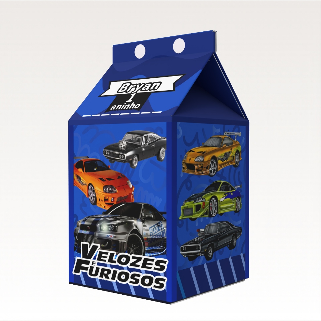 Caixinha Milk Velozes e Furiosos Azul para Festa Personalizada - Lembrancinha para Festa em Oferta na Shopee