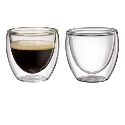 Jogo 2 Copos P/café Dupla Parede De Vidro Borossilicato
