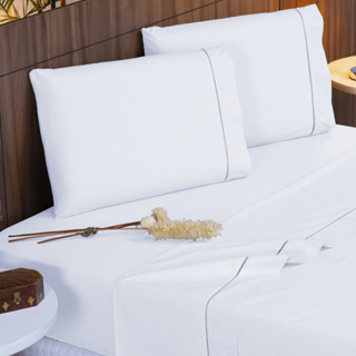 Jogo de Lençol Completo Percal Premium 400 Fios Ponto Palito Solteiro Casal Queen King 4 e 3 Peças em Oferta na Shopee