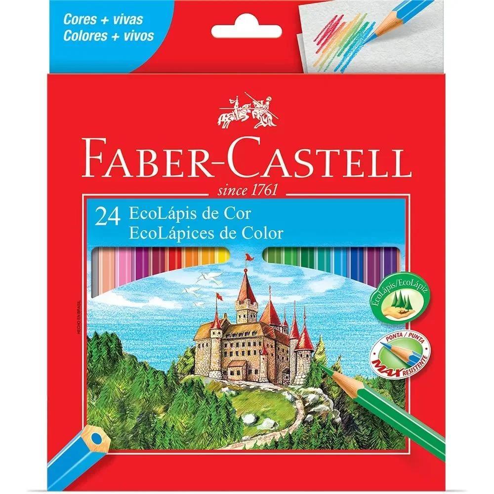 Lápis de Cor 24 Cores Faber Castell Sextavado Escolar Crianças Infantil Profissional Alta Qualidade
