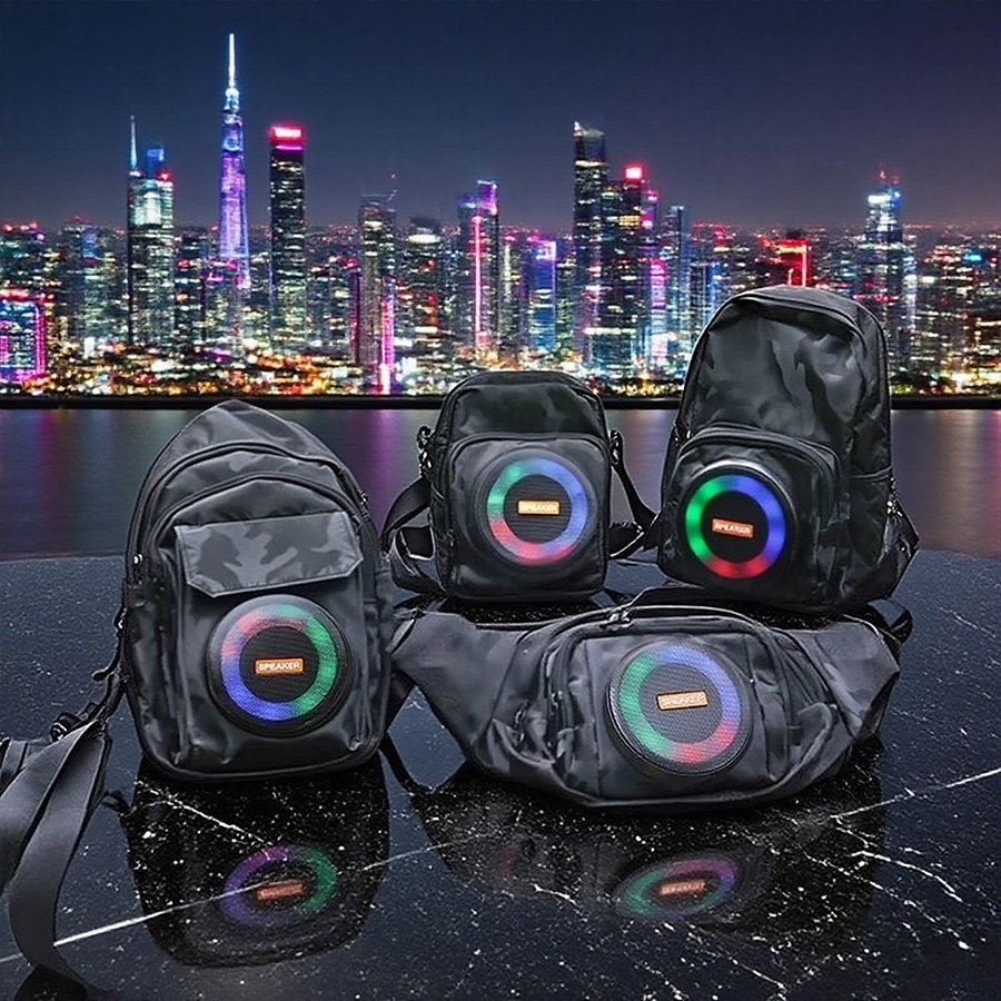 Bag - Bolsa de Ombro Integrada c Caixa de Som Bluetooth 3 Versões LED e Alto-falante Multifuncional