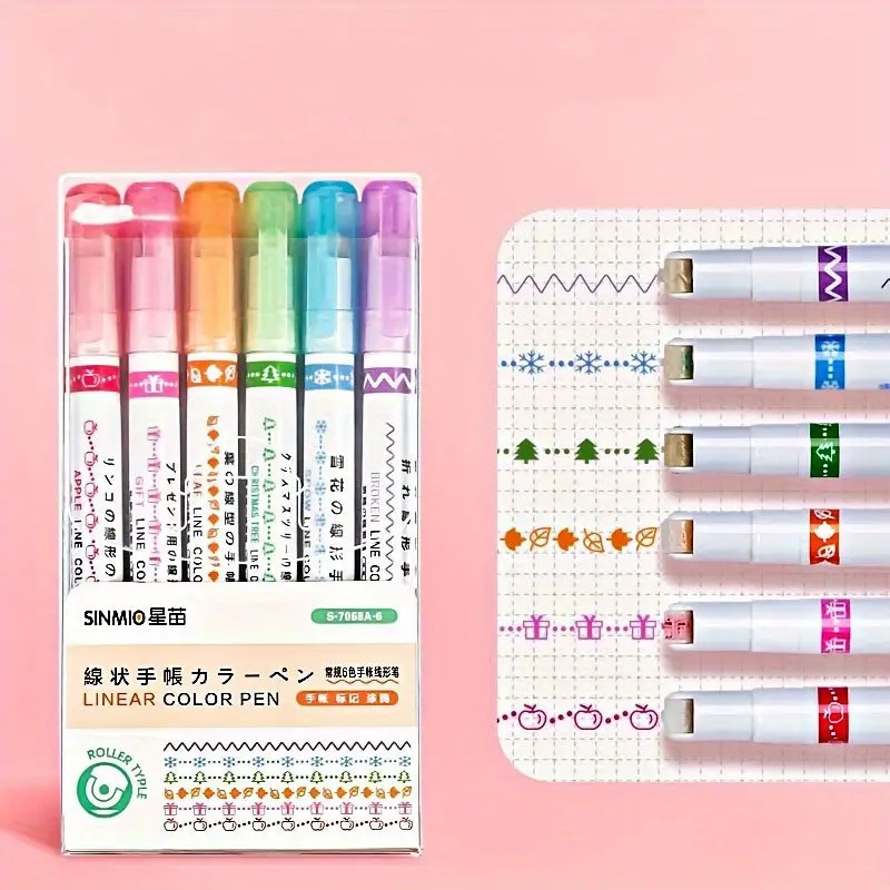 Caneta de Carimbo Roller, Contorno Floral, Curvas,Rolo, Linha de Onda Macadora