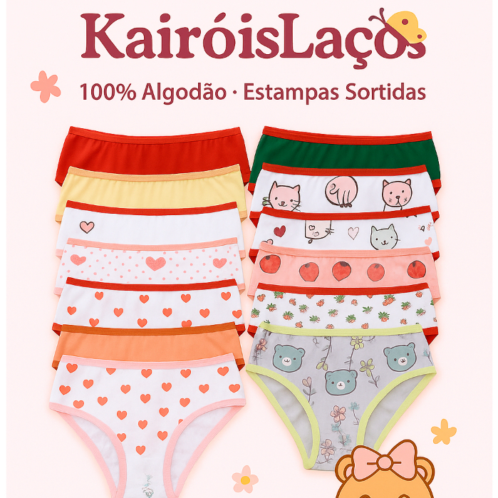 calcinha infantil com 3  calcinhas de algodao confortavel estampadas sortidas menina crianças