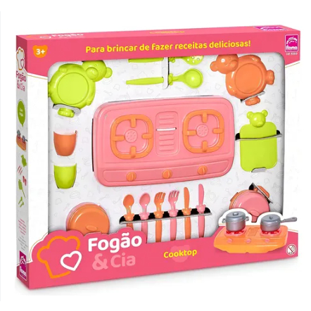 Fogão Cooktop Com Acessórios De Cozinha Infantil Roma Brinquedos em Oferta na Shopee
