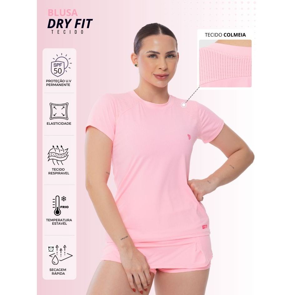 Blusa Feminina De Academia UV Camiseta Dry Fit para Corrida Treino Proteção Solar Leve e Confortável