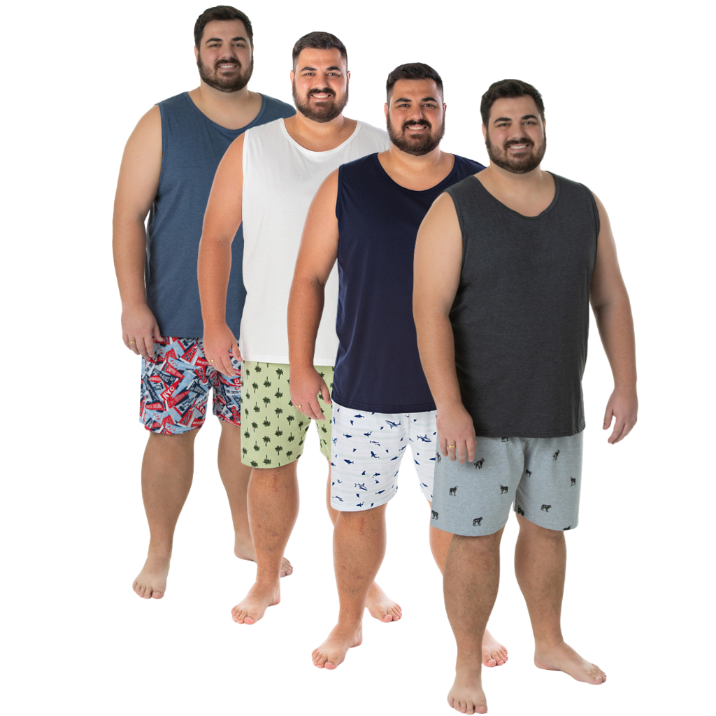 Pijama Regata Masculino Adulto Plus Size (P ao G3)