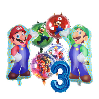 Balão Metalizado Mario Luigi Bros kit número Peach cogumelo em Oferta na Shopee