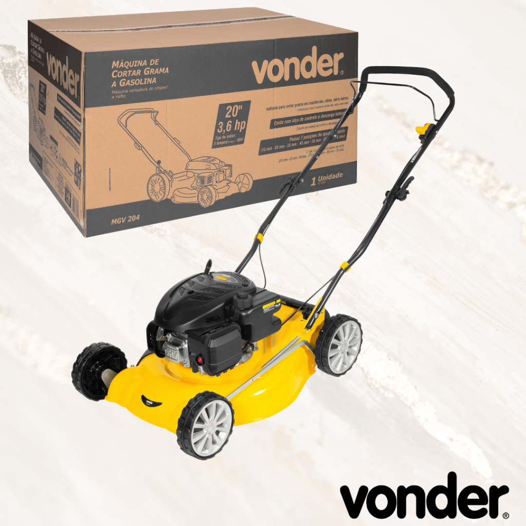 Cortador de Grama Vonder MGV 204 Gasolina 3.6hp 20" 7 Posições Altura Com Reciclador